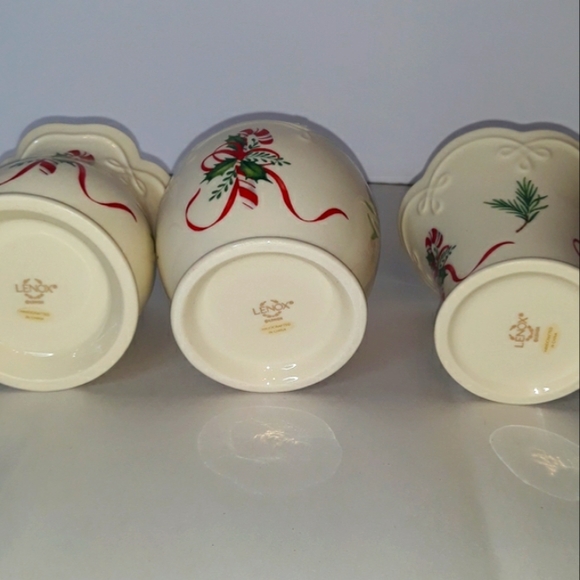 LENOX China Winter Greetings Set of 3 Votives Tea Light Candle Holders Christmas - Picture 5 of 6